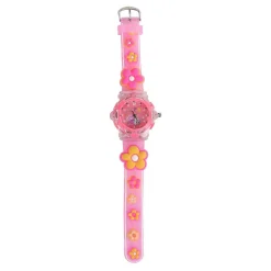 Glamour Analoog Horloge met Licht Bloemen - Licht Roze