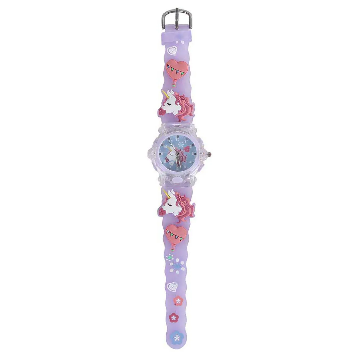 Glamour Analoog Horloge met Licht Eenhoorn - Paars