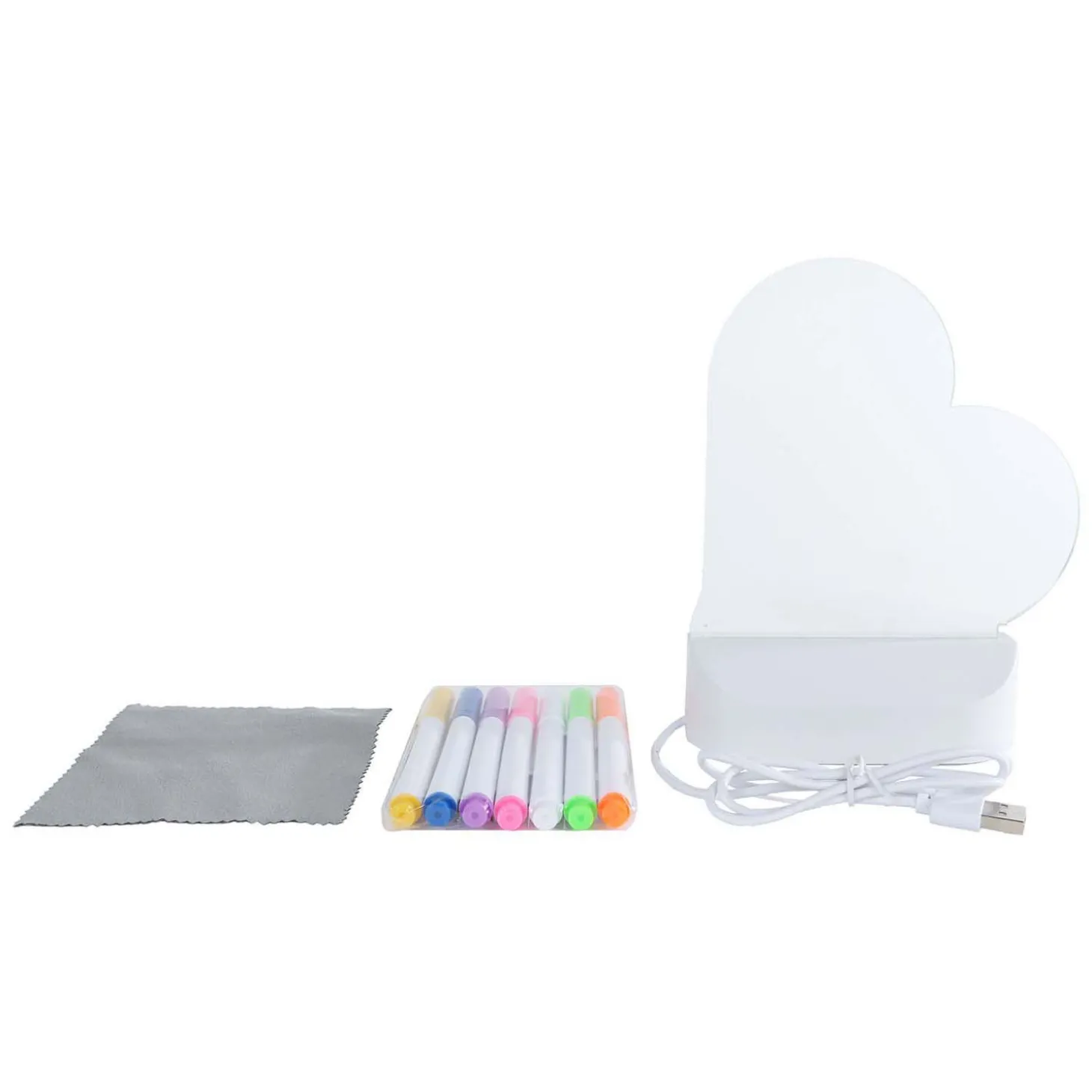 Glamour Lichtbord Hart met USB-aansluiting en 7 Stiften, 16cm