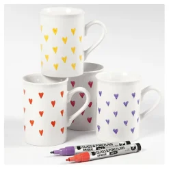 Glas- & Porseleinstiften Dekkend Oranje/Paars/Rood/Geel, 4st.