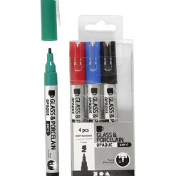 Glas- en Porseleinstiften Kleur, 4st.