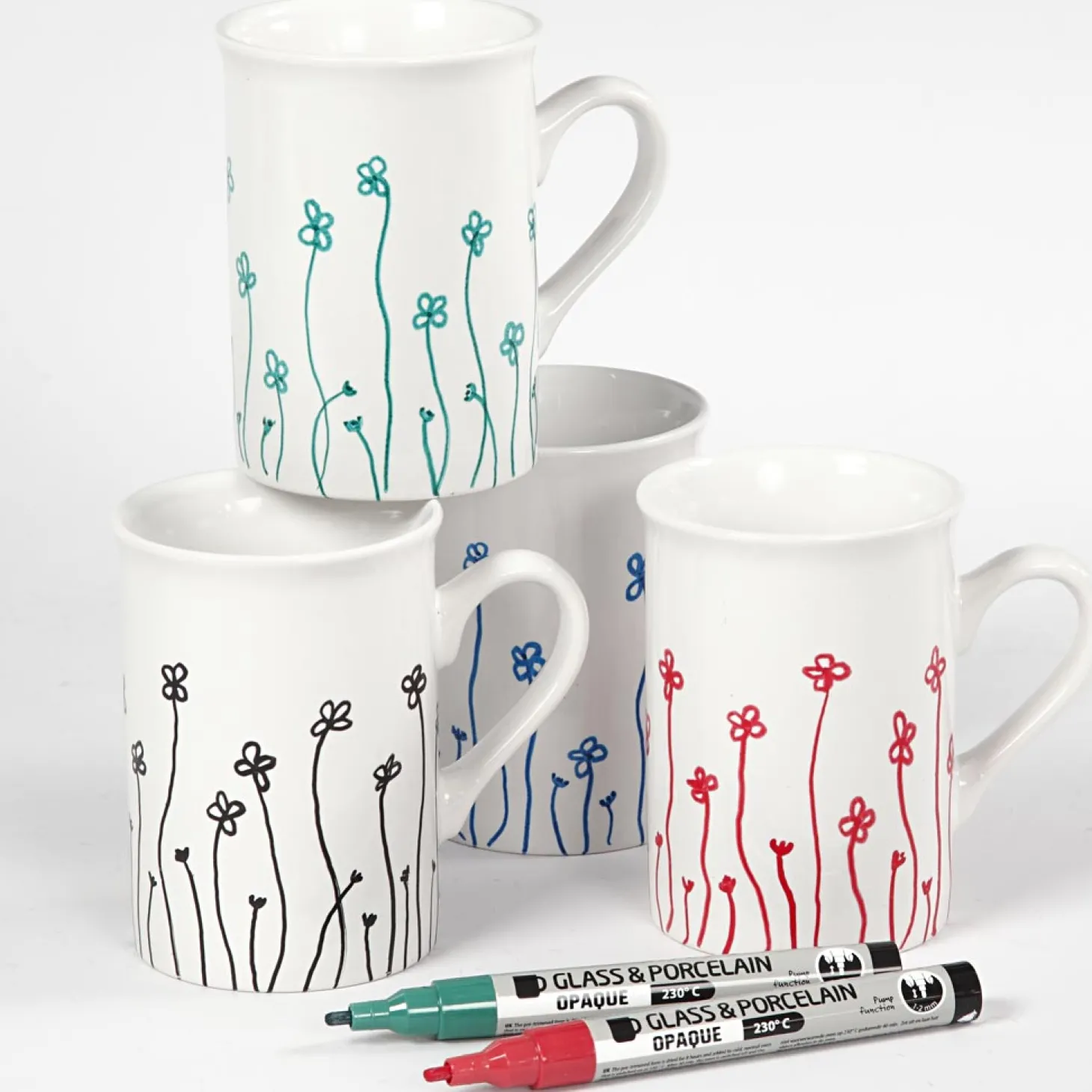 Glas- en Porseleinstiften Kleur, 4st.