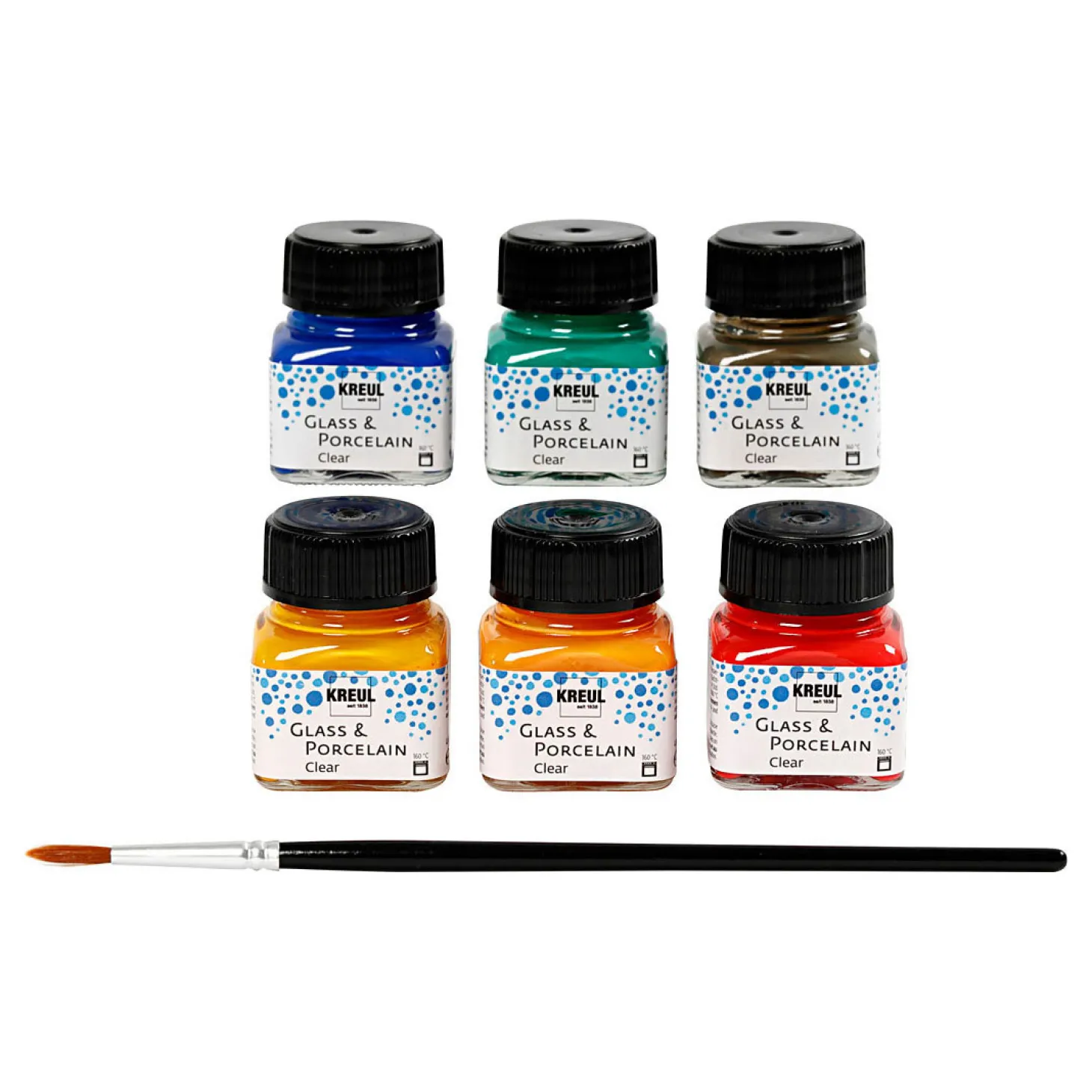 Glas- en Porseleinverf Helder Kleur, 6st.