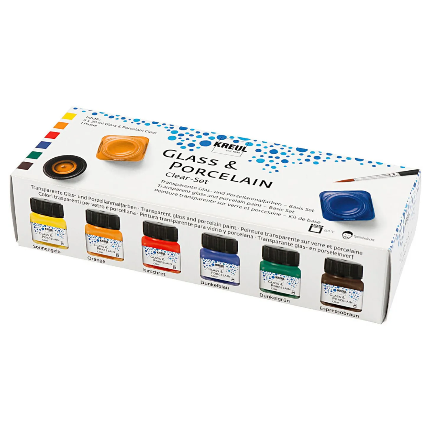 Glas- en Porseleinverf Helder Kleur, 6st.