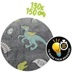 Glow N Fun Glow in the Dark Deken Dino, 130x150cm