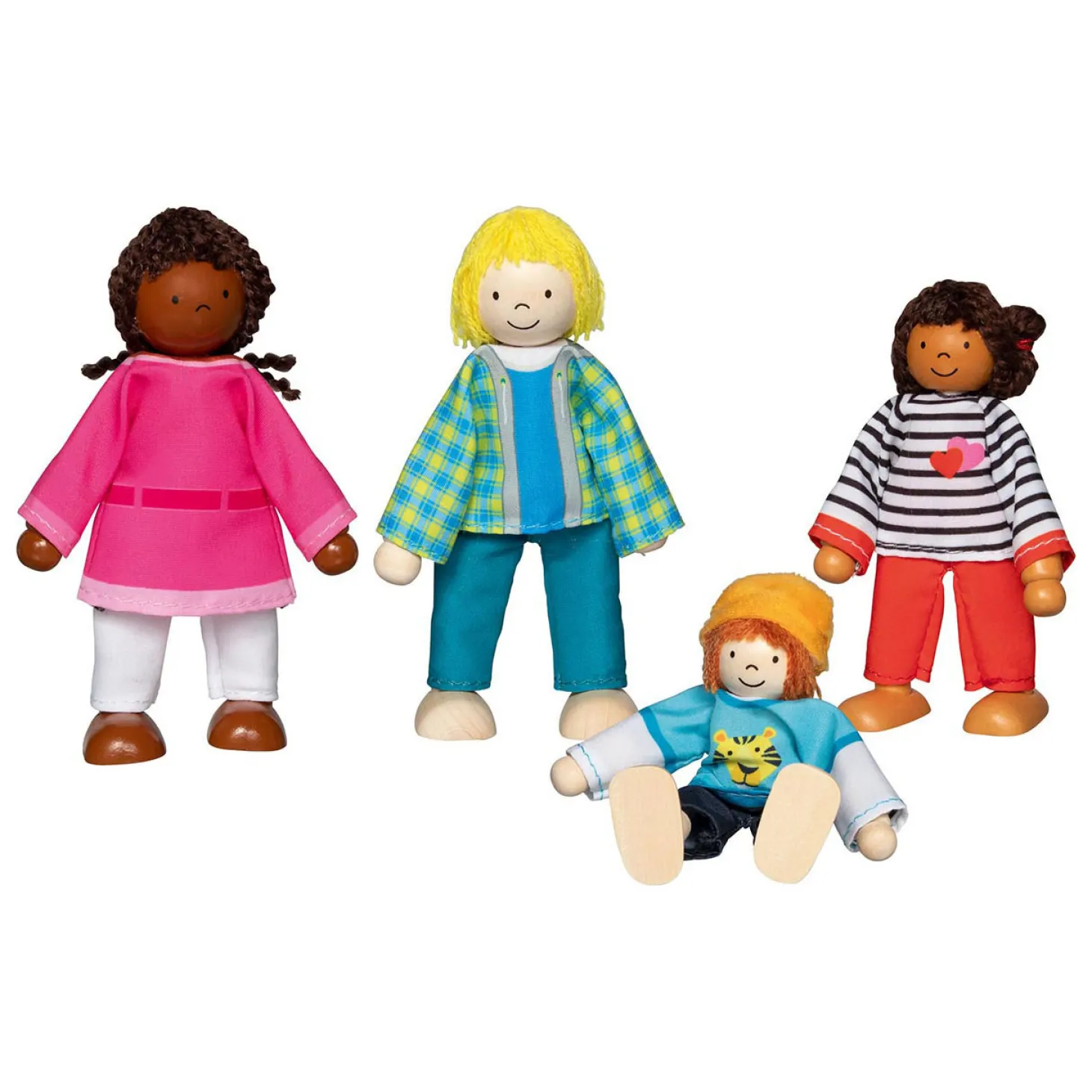 Goki Flexibele Poppen Interculturele Familie, 4st.