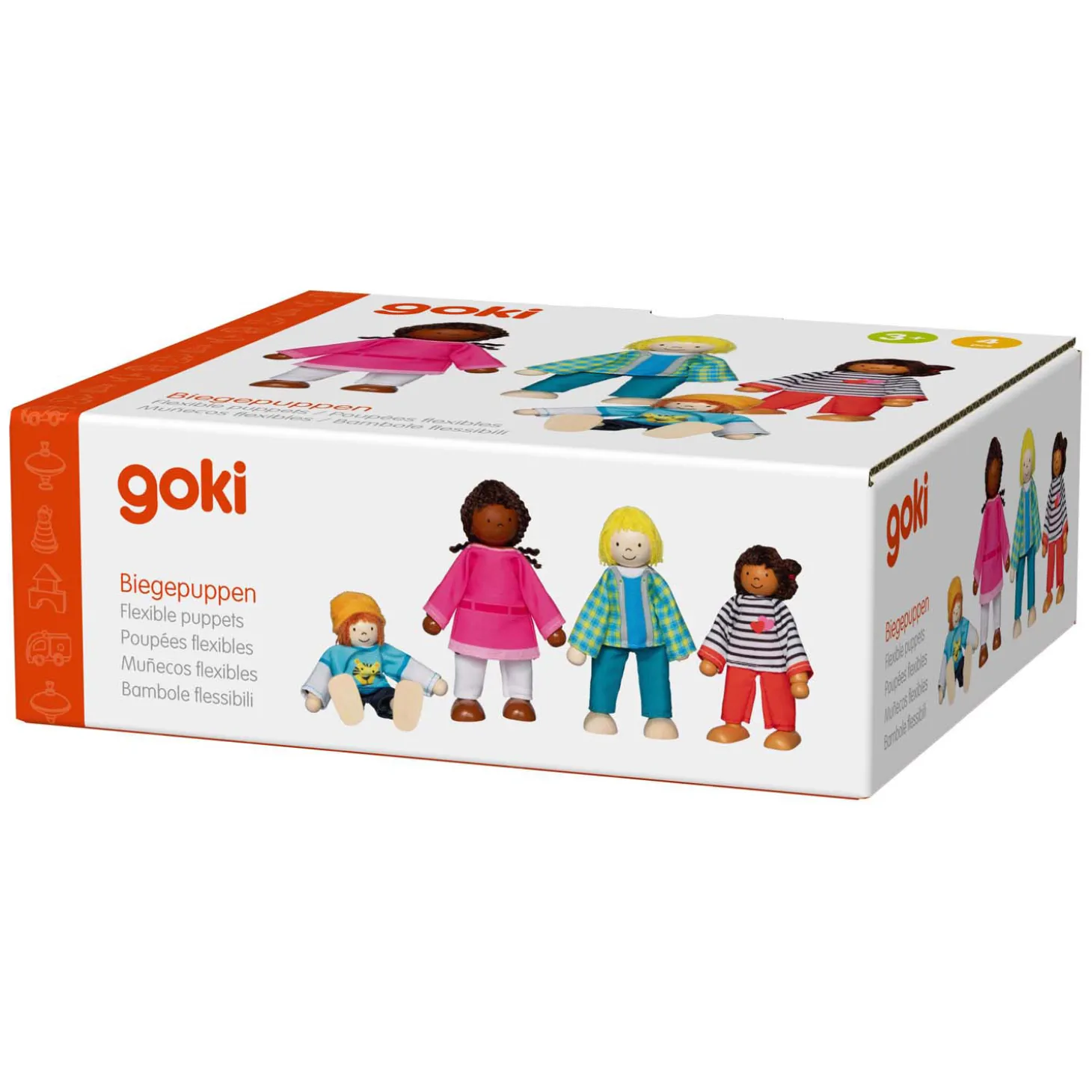 Goki Flexibele Poppen Interculturele Familie, 4st.