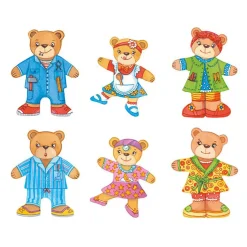 Goki Houten Aankleedpuzzel Beren in Houten Box, 36st.