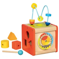 Goki Houten Activiteitenkubus Beatbox en Motoriekspiraal