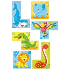 Goki Houten Blokpuzzel Wilde Dieren, 4st.