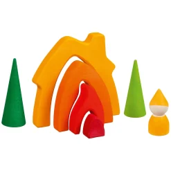 Goki Houten Dwergenhuisje Bouwblokken, 7dlg.