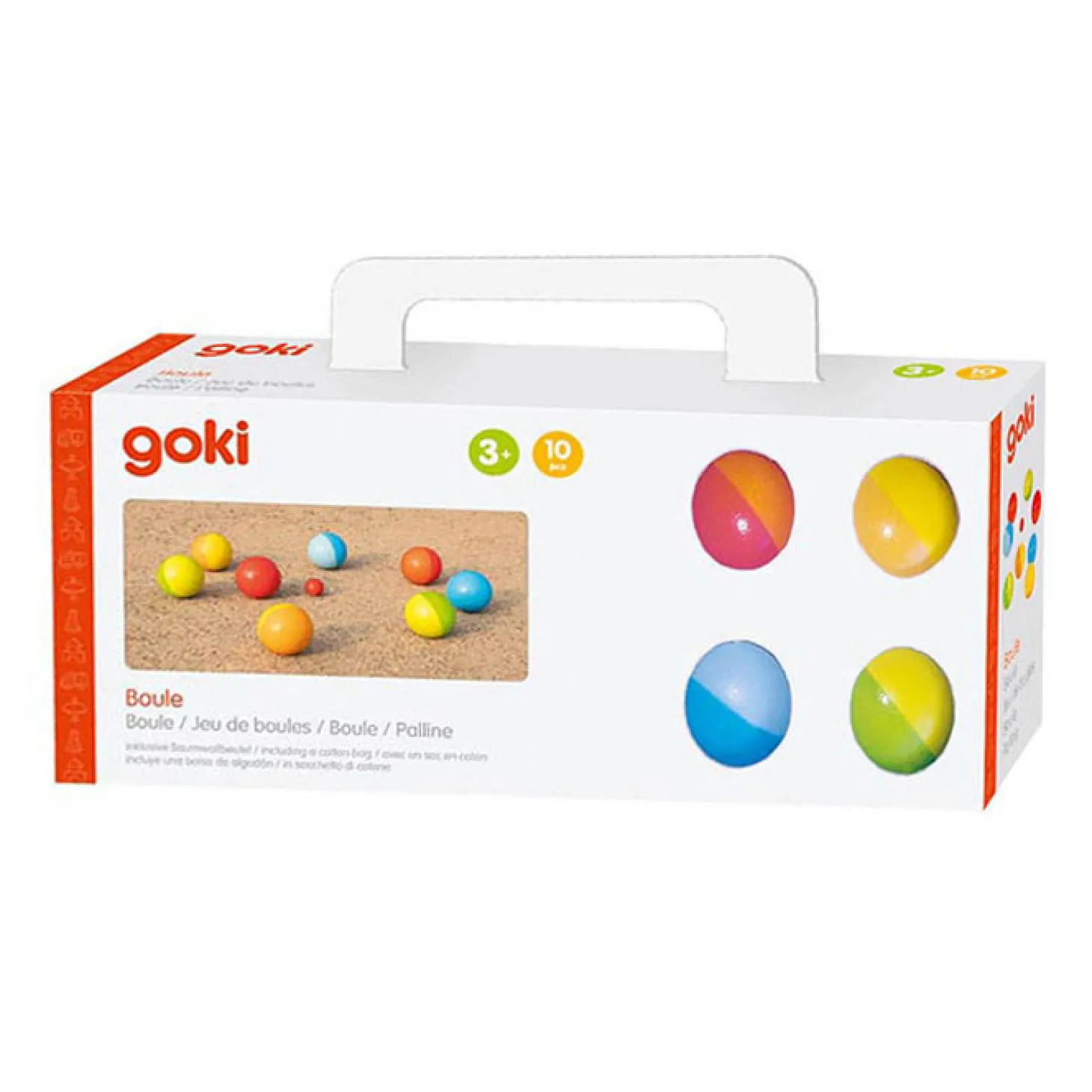 Goki Houten Jeu de Boules Spel met Katoenen Zak, 9dlg.