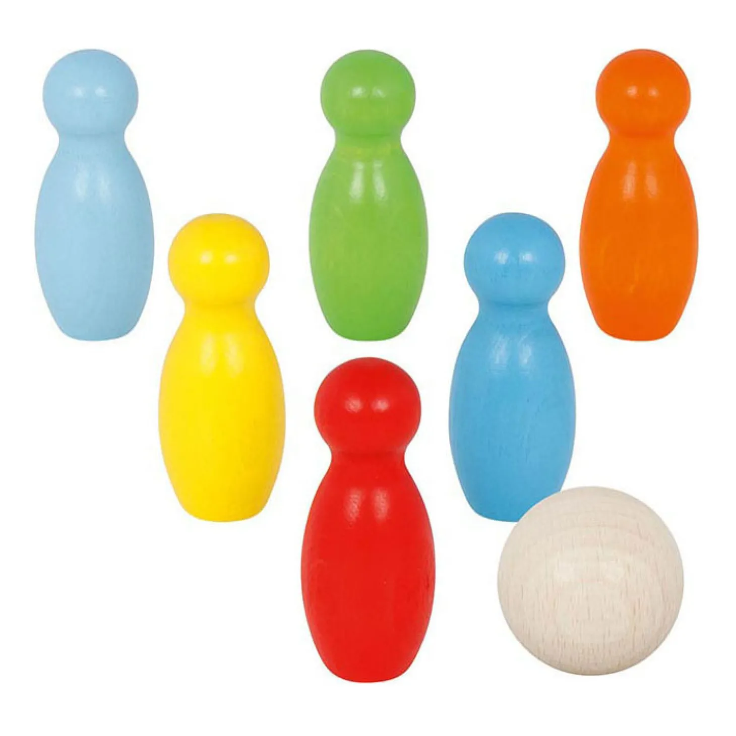 Goki Houten Kegelspel Kleur, 7dlg.