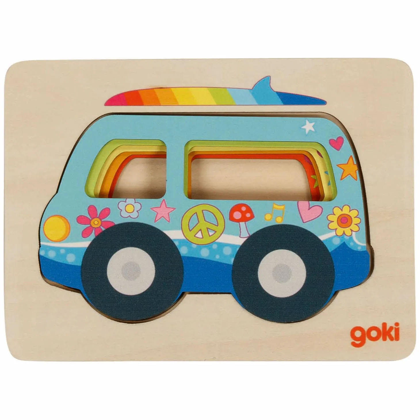 Goki Houten Lagenpuzzel Auto, 5st.