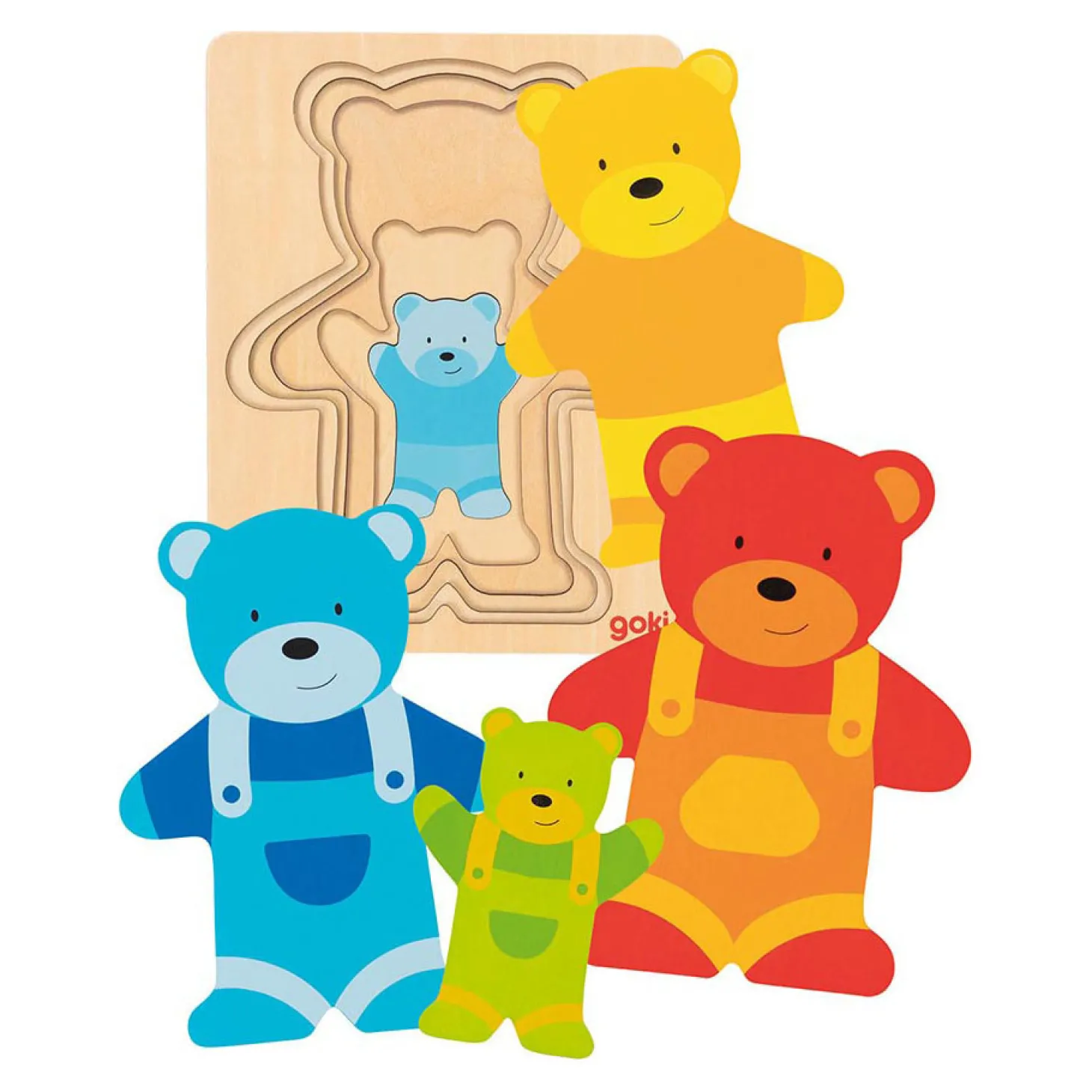 Goki Houten Lagenpuzzel Beer, 5st.