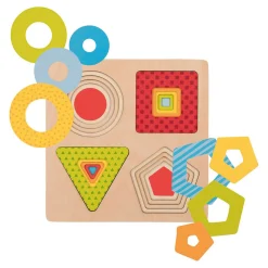 Goki Houten Lagenpuzzel Geometrische Vormen, 16st.