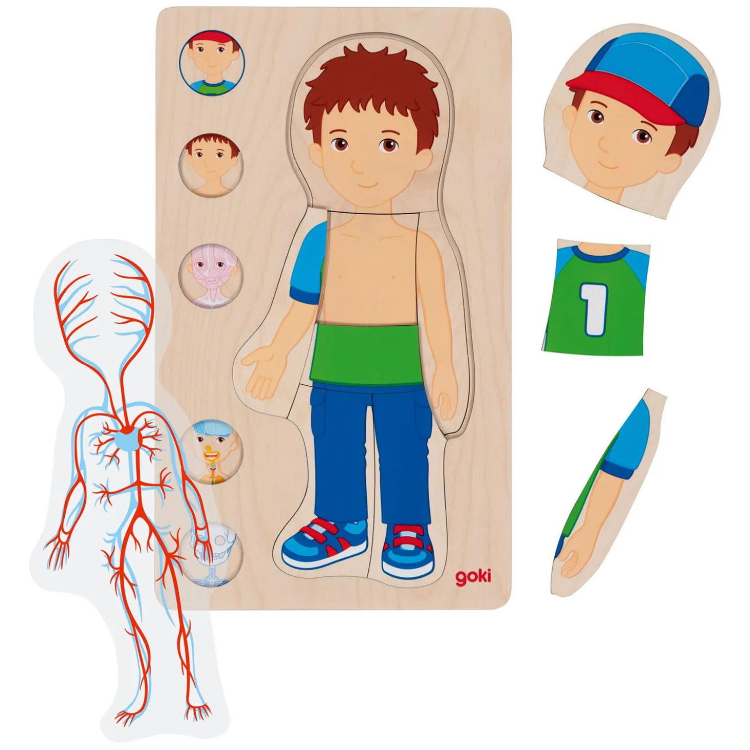 Goki Houten Lagenpuzzel Menselijk Lichaam Jongen, 29st.