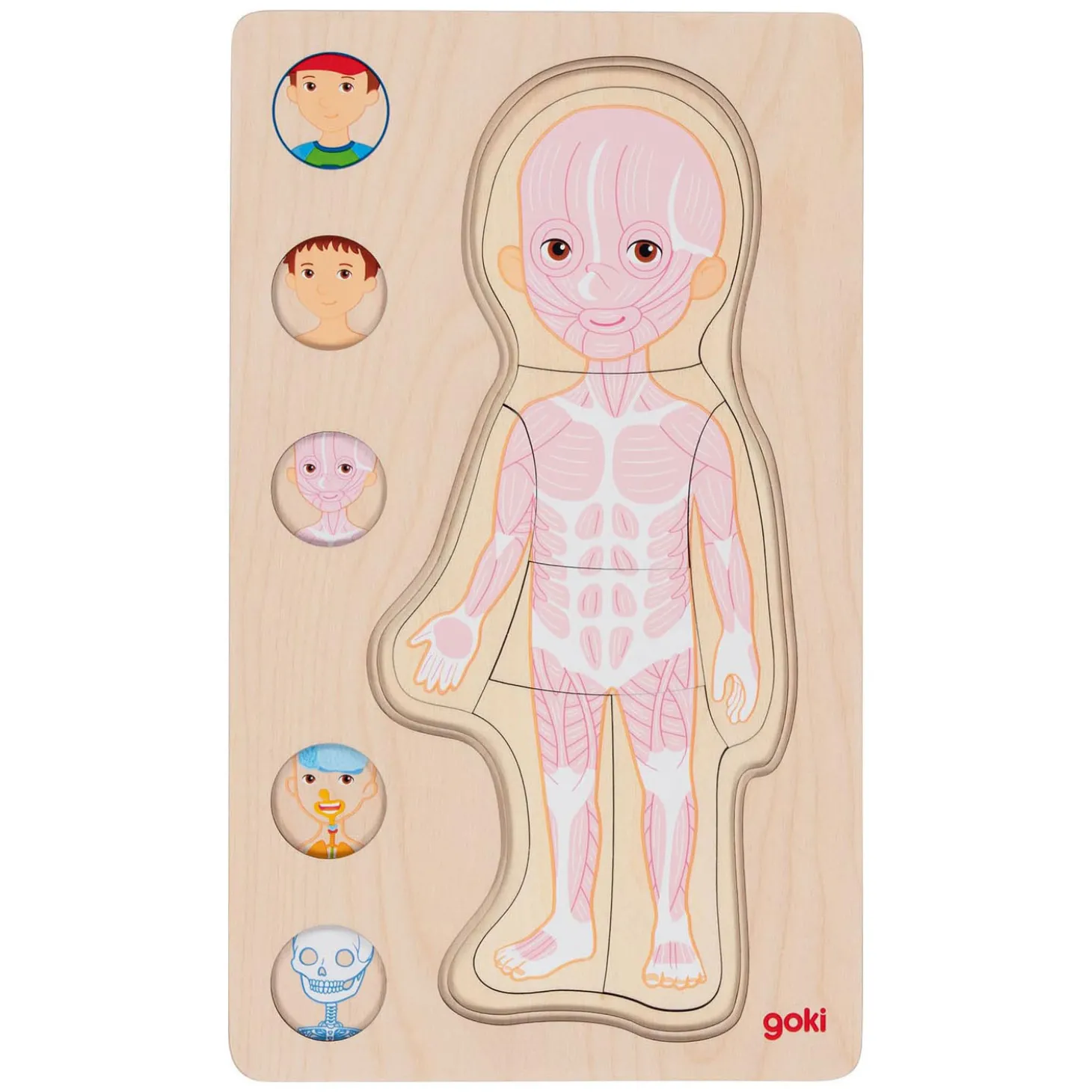 Goki Houten Lagenpuzzel Menselijk Lichaam Jongen, 29st.