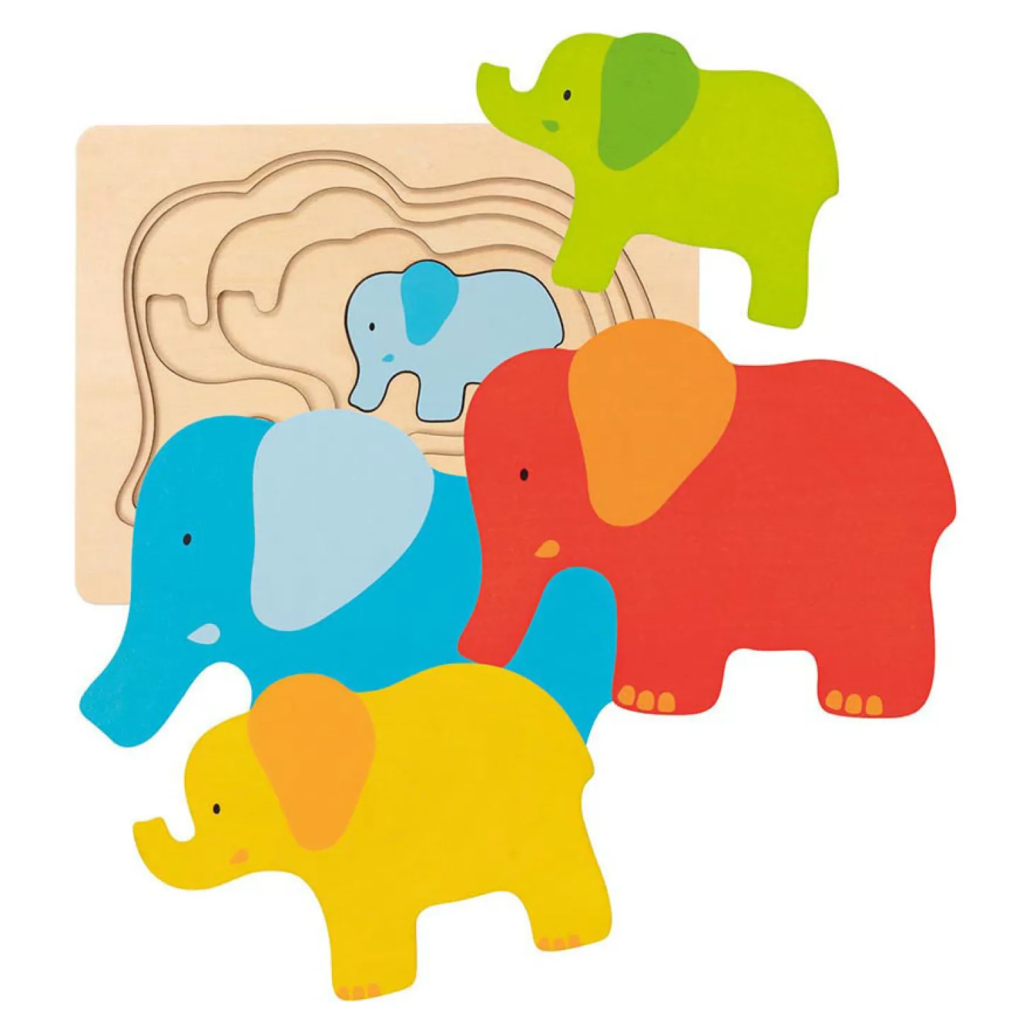 Goki Houten Lagenpuzzel Olifant, 5st.