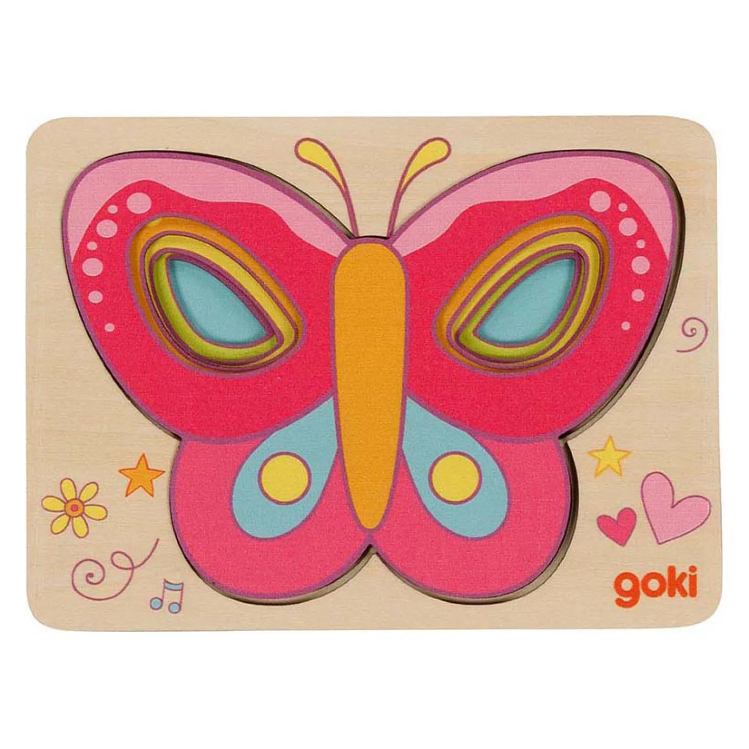Goki Houten Lagenpuzzel Vlinder, 5st.