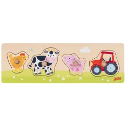 Goki Houten Noppenpuzzel Op de Boerderij, 4st.