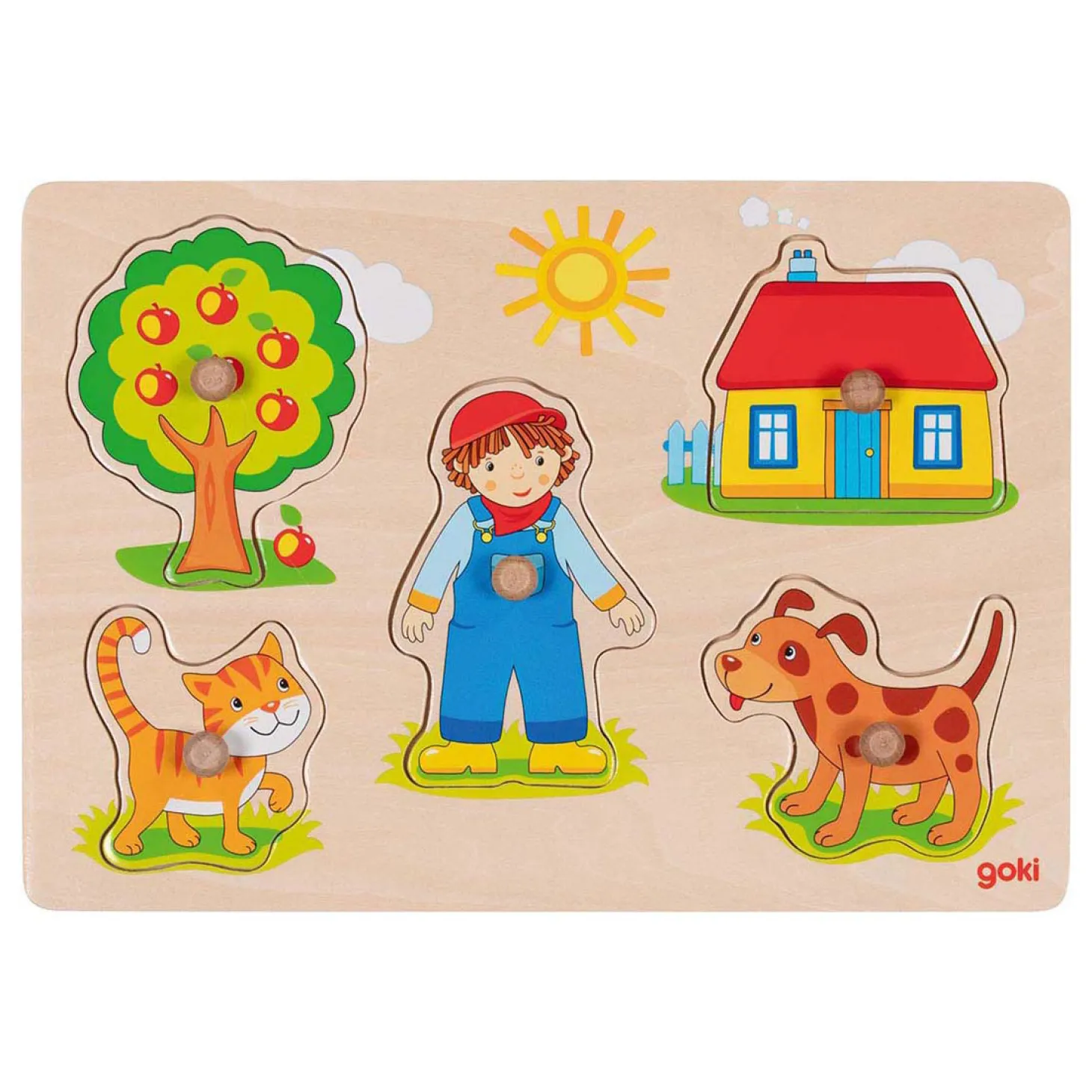 Goki Houten Noppenpuzzel, 5st.