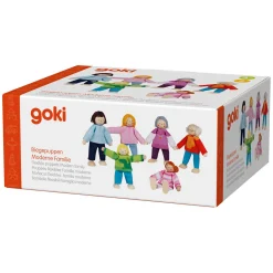 Goki Houten Poppenhuis Poppen Flexibel Moderne Familie, 6st.
