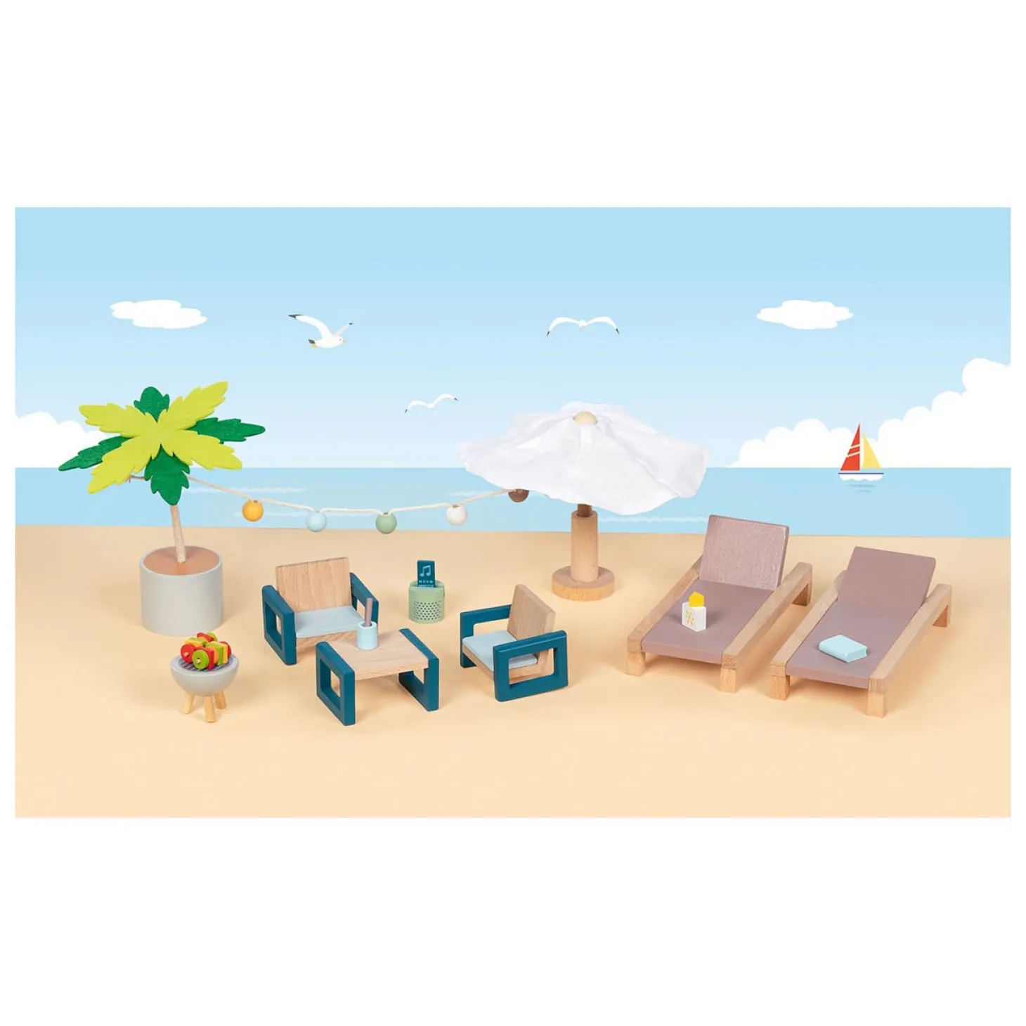 Goki Houten Poppenhuis Tuinmeubelset Mallorca