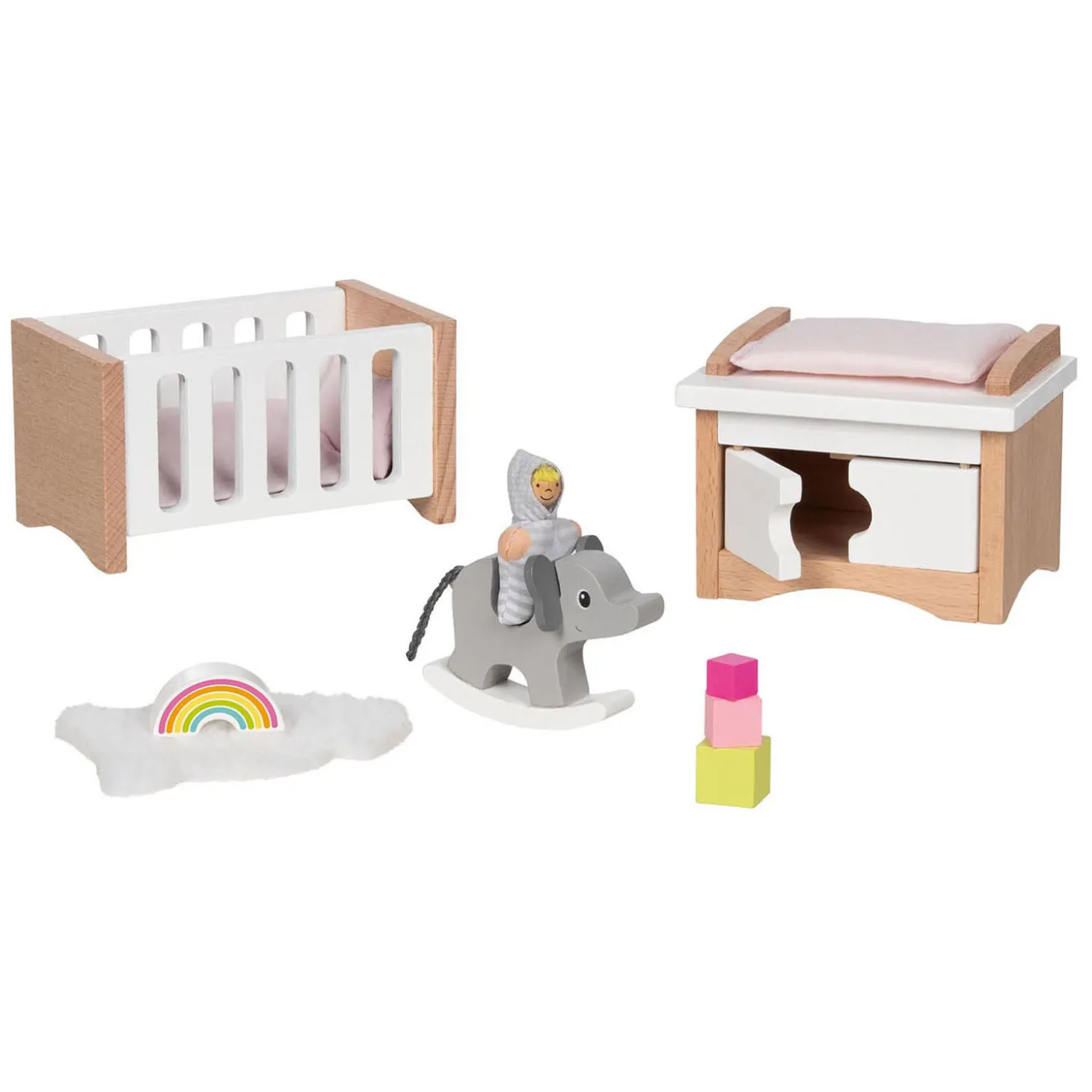 Goki Houten Poppenmeubels Babykamer, 12dlg.