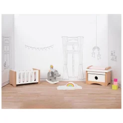 Goki Houten Poppenmeubels Babykamer, 12dlg.