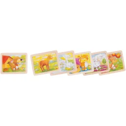 Goki Houten Puzzels Dieren, set van 6