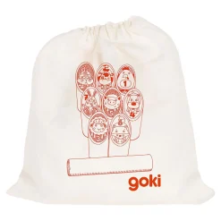 Goki Houten Viking Spel Dieren Kubb in Katoenen Zak