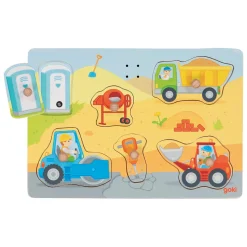 Goki Houten Vormenpuzzel Bouwplaats met Geluid, 6st.