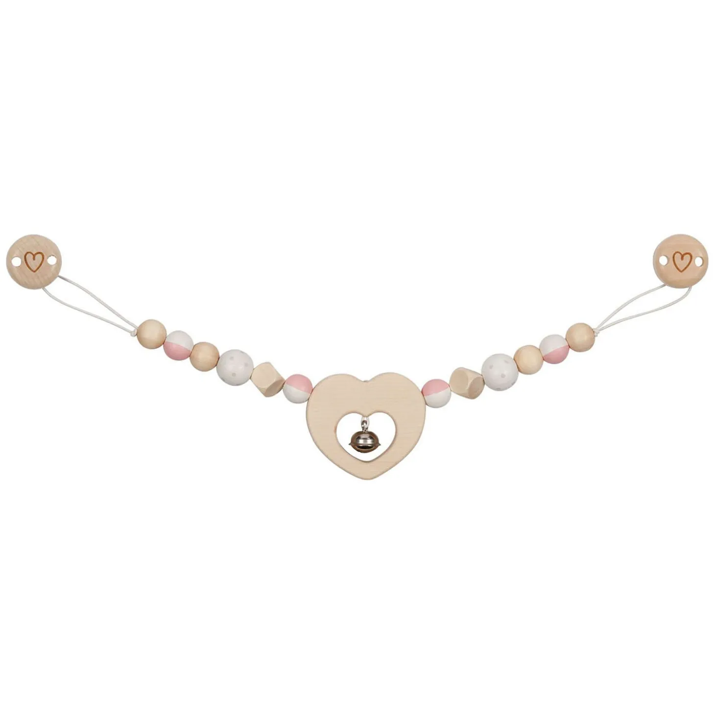 Goki Houten Wandelwagenketting Hart met Clips