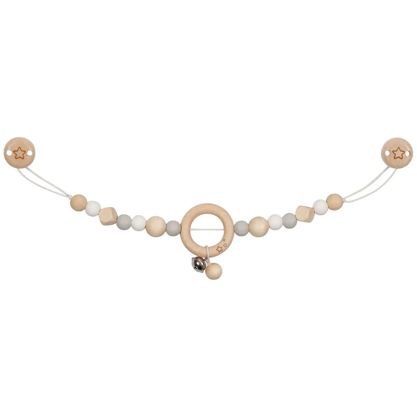 Goki Houten Wandelwagenketting Ster Grijs met Clips