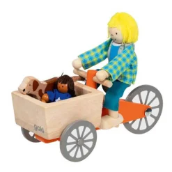 Goki Poppenhuis Houten Bakfiets met Kind en Hond