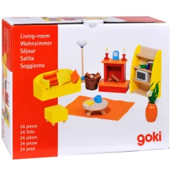 Goki Poppenhuis Meubeltjes Woonkamer, 24dlg.