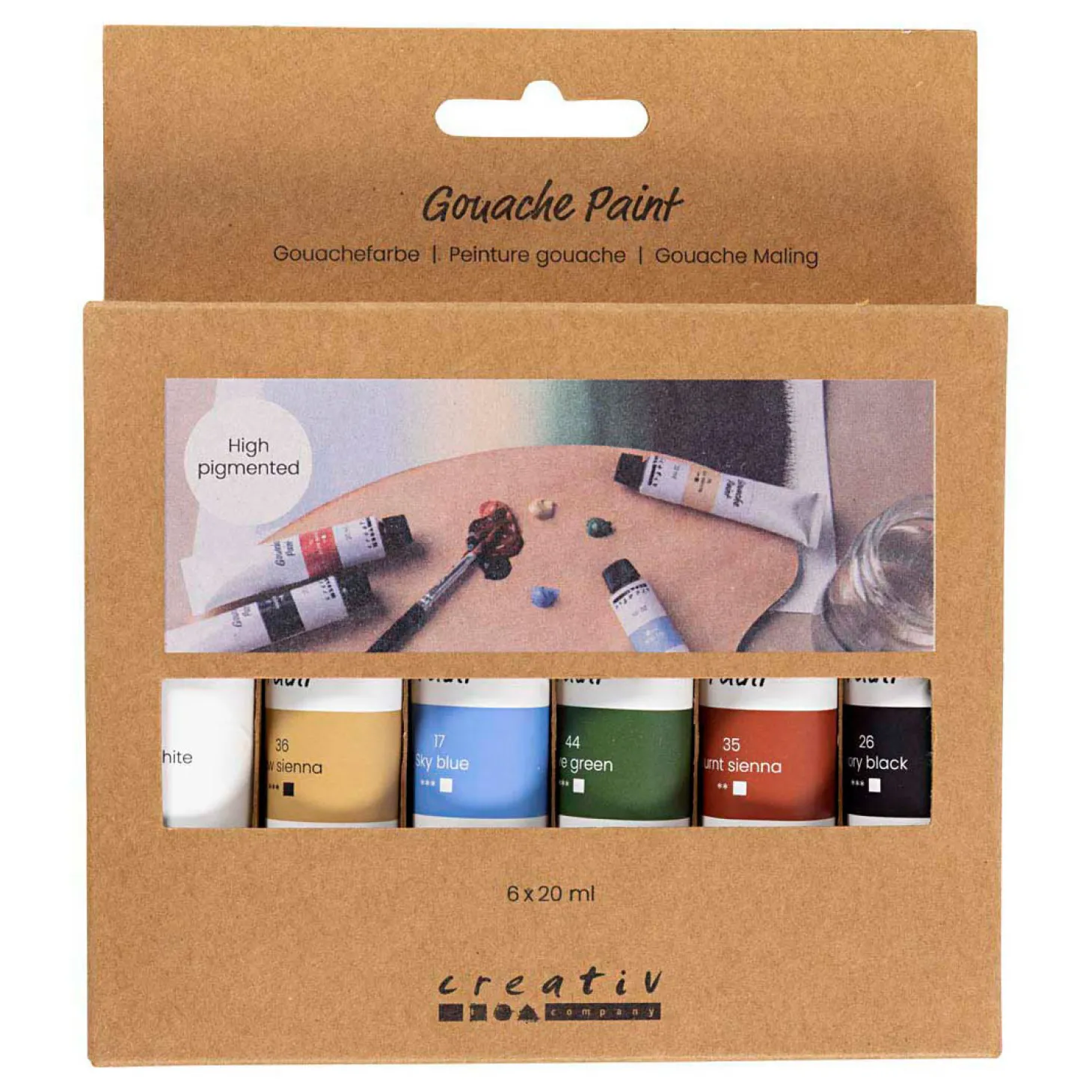 Gouacheverf Natuurlijke Kleuren - 6x20ml.