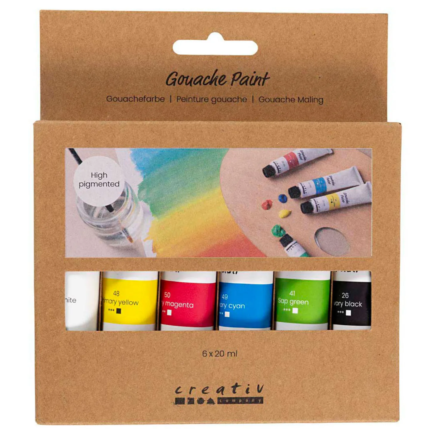 Gouacheverf Standaardkleuren - 6x20ml.