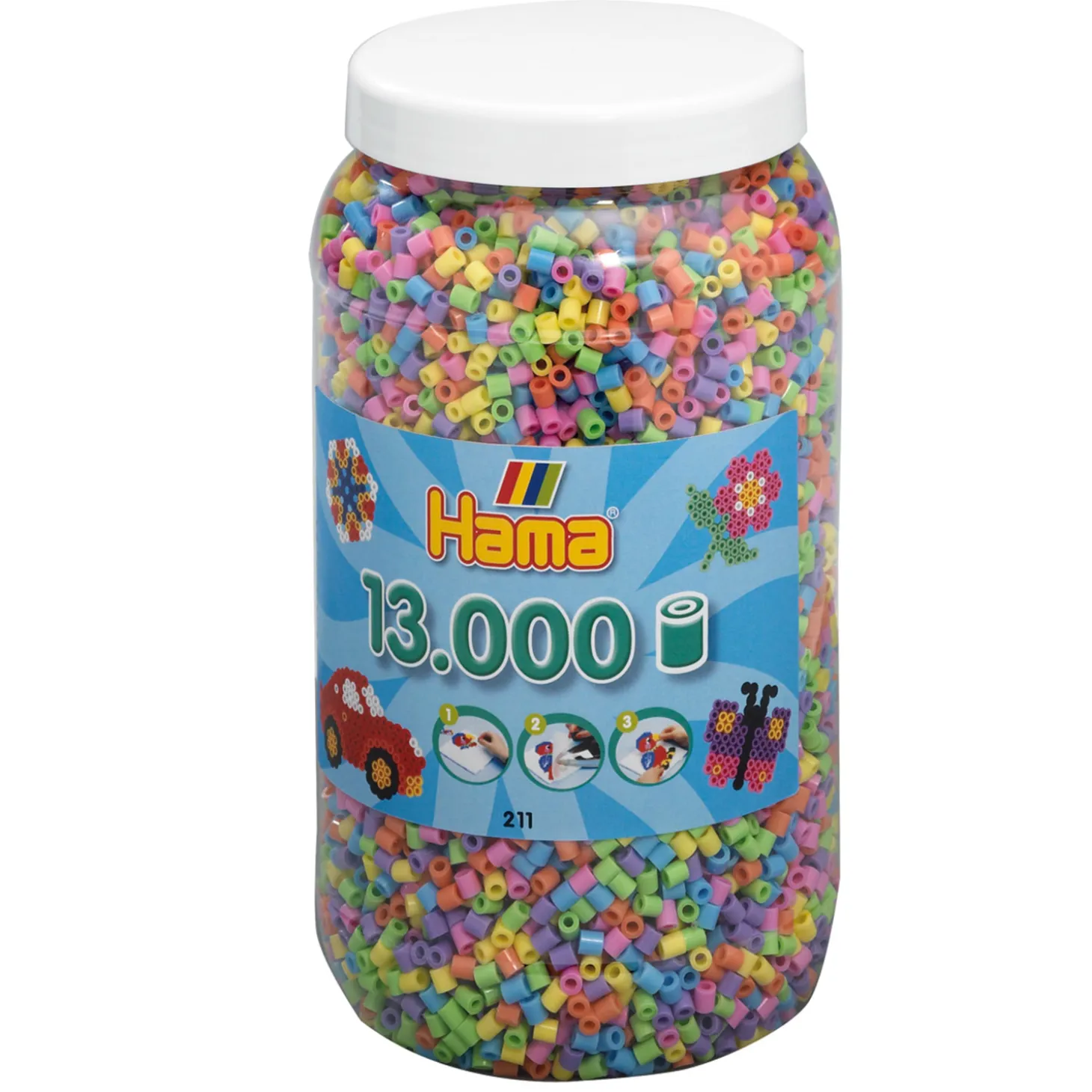 Hama Midi Strijkkralen in Pot - Pastelmix (050), 13.000st.