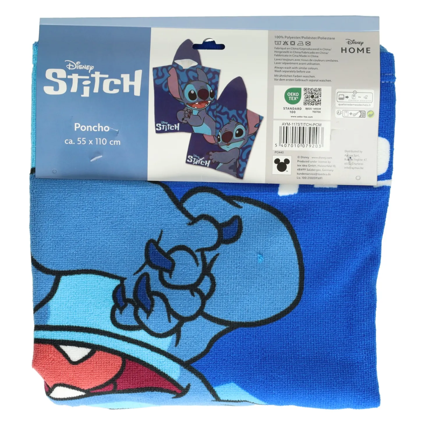 Handdoek Poncho Stitch Blauw 55x110cm