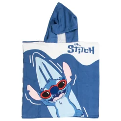 Handdoek Poncho Stitch Blauw/Wit 55x110cm