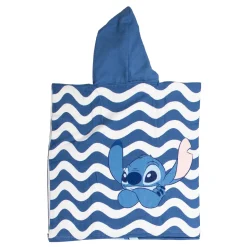 Handdoek Poncho Stitch Blauw/Wit 55x110cm