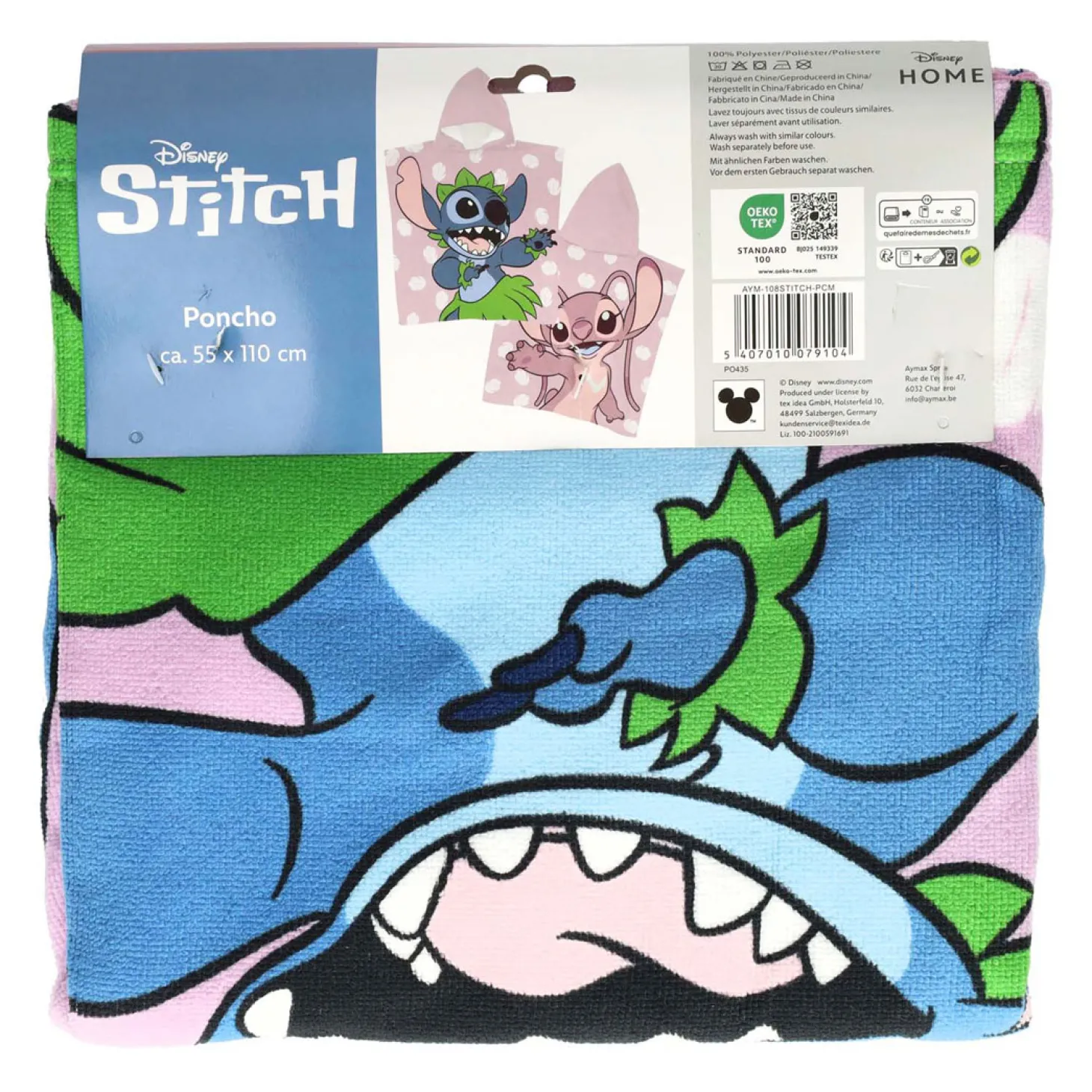 Handdoek Poncho Stitch Lila 55x110cm