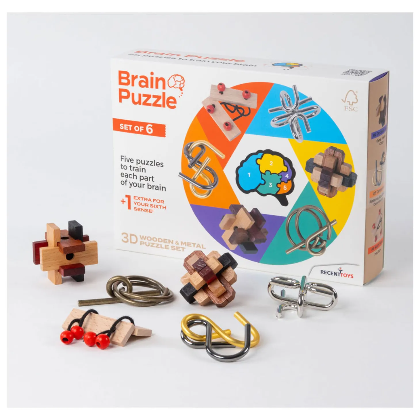 Hersenpuzzels, Set van 6