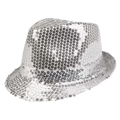 Hoed Popster Pailetten Zilver