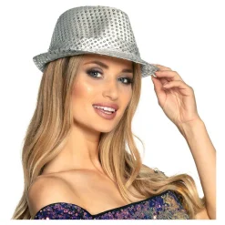 Hoed Popster Pailetten Zilver