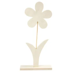 Houten Bloem met Voet, 26cm