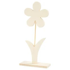 Houten Bloem met Voet, 26cm