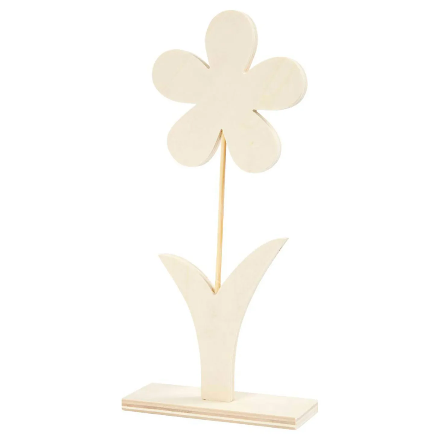 Houten Bloem met Voet, 26cm